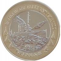 (2014) Монета Фолклендские Острова 2014 год 2 фунта "Фолклендский бой. 100 лет"  Биметалл  PROOF